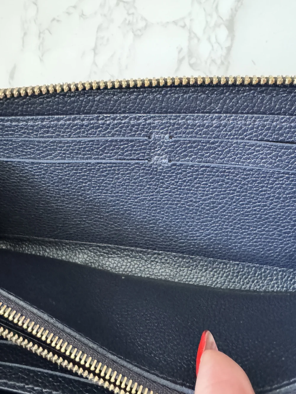 Louis Vuitton Zippy Wallet Empreinte Marine Rouge Navy Red Box, Dust Bag, Bag